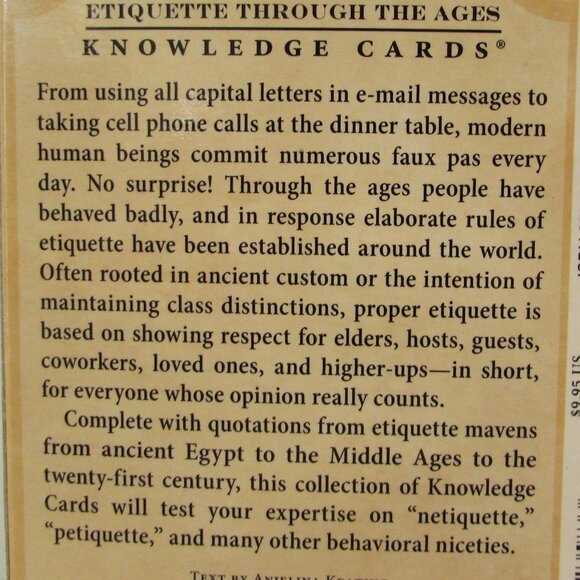 RSVP Etiquette Through the Ages Quiz Card Deck Angelina Keating Knowledge Cards - Picture 4 of 9